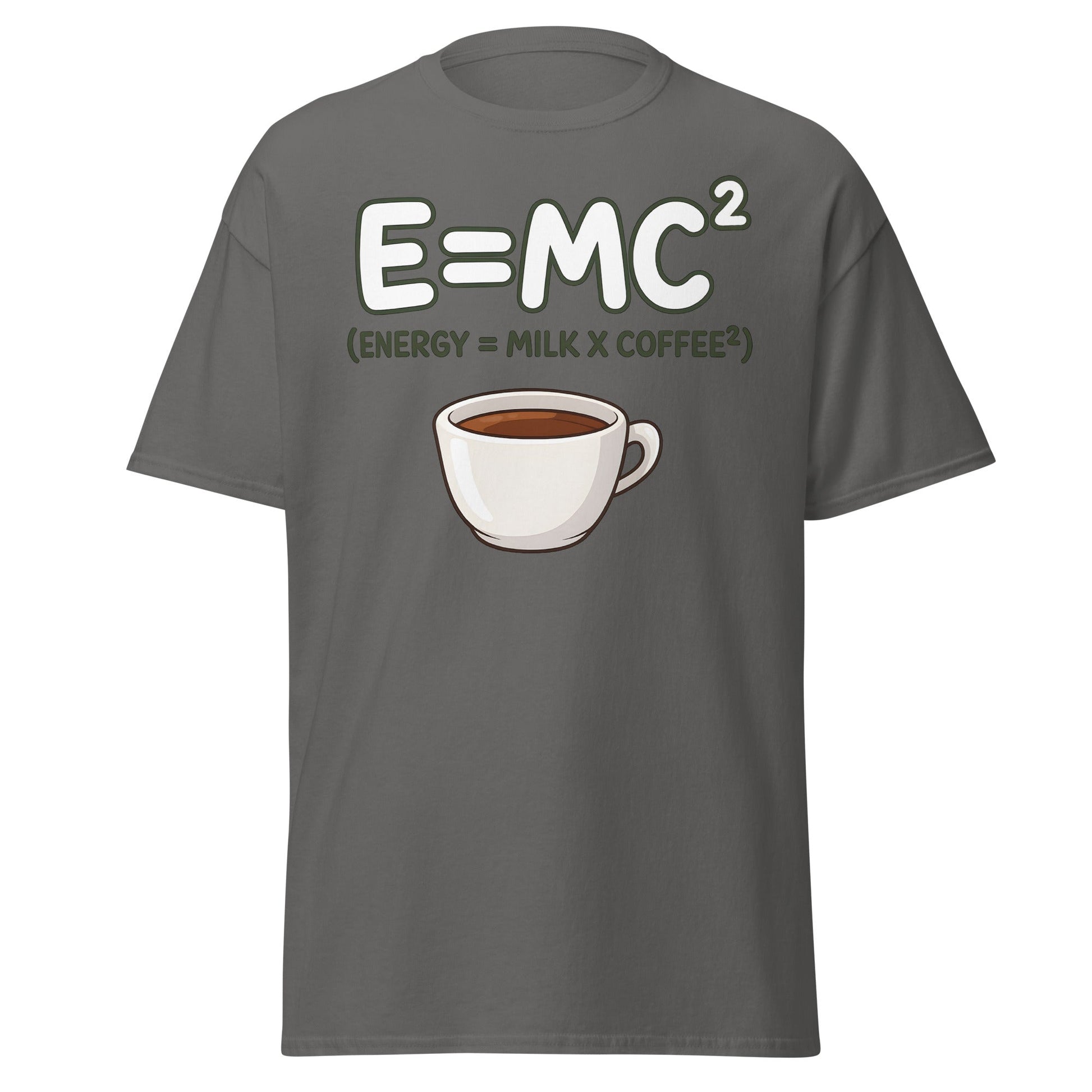 Coffee Energy Formula T-Shirt E=MC^2 Parody - Charcoal - T-Shirts Online