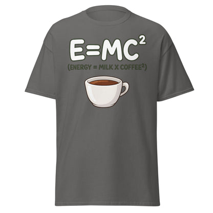Coffee Energy Formula T-Shirt E=MC^2 Parody - Charcoal - T-Shirts Online