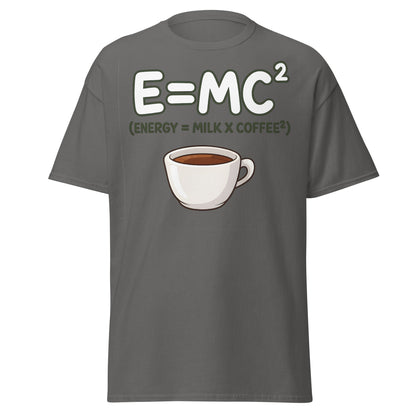 Coffee Energy Formula T-Shirt $E=MC^2$ Parody - Charcoal - T-Shirts Online