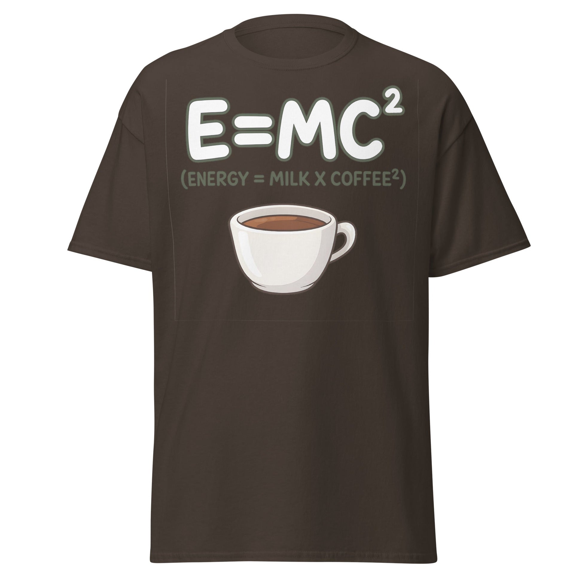 Coffee Energy Formula T-Shirt $E=MC^2$ Parody - Dark Chocolate - T-Shirts Online