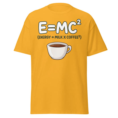 Coffee Energy Formula T-Shirt E=MC^2 Parody - Gold - T-Shirts Online