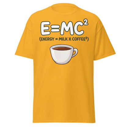 Coffee Energy Formula T-Shirt $E=MC^2$ Parody - Gold - T-Shirts Online