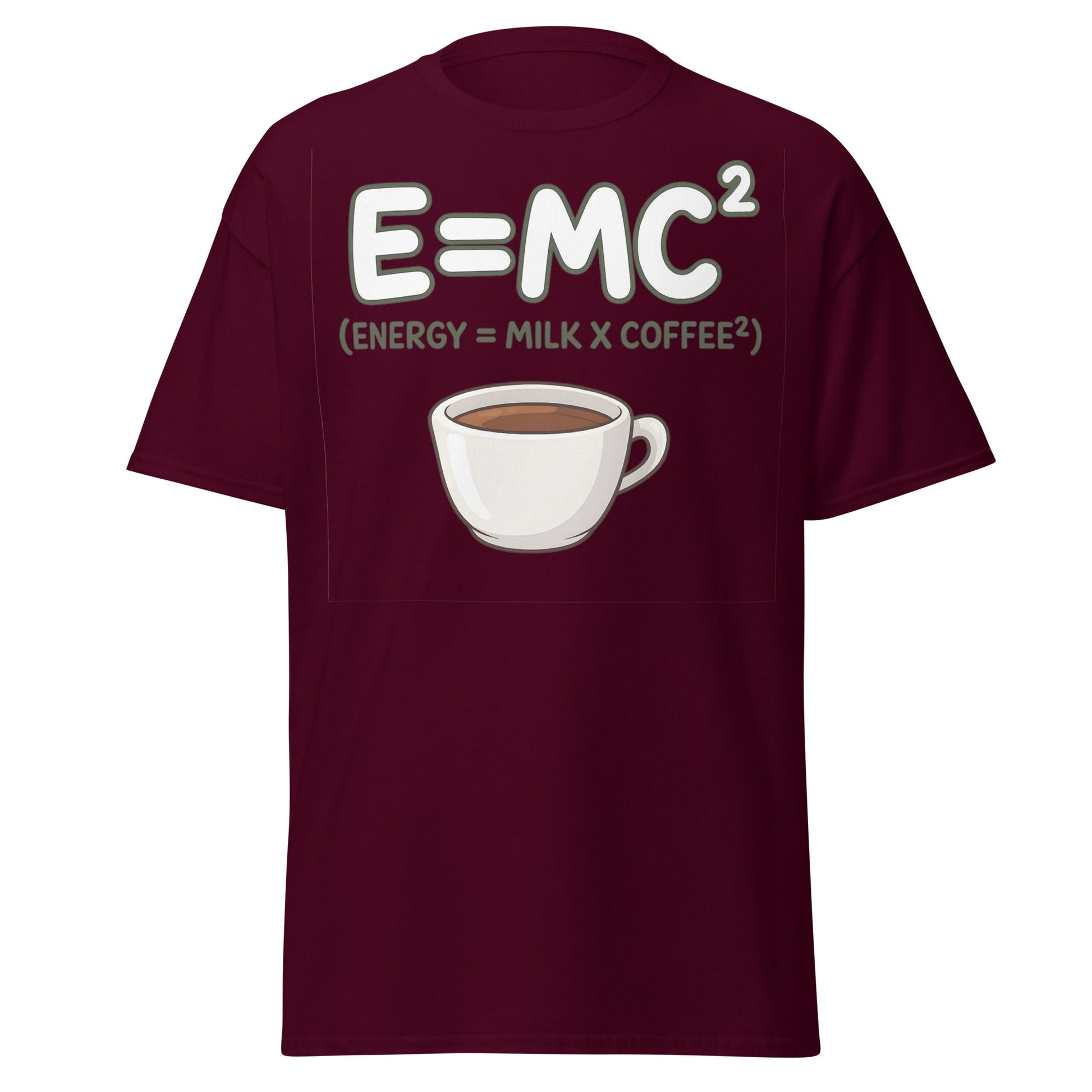 Coffee Energy Formula T-Shirt $E=MC^2$ Parody - Maroon - T-Shirts Online
