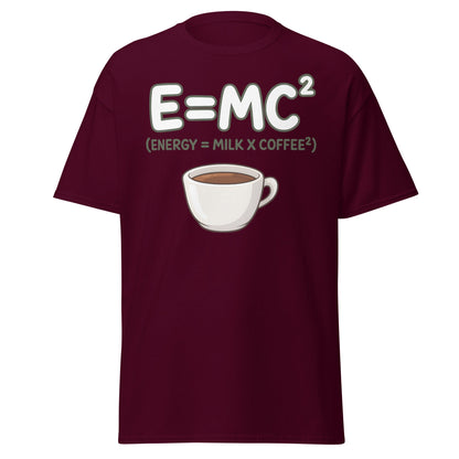 Coffee Energy Formula T-Shirt E=MC^2 Parody - Maroon - T-Shirts Online