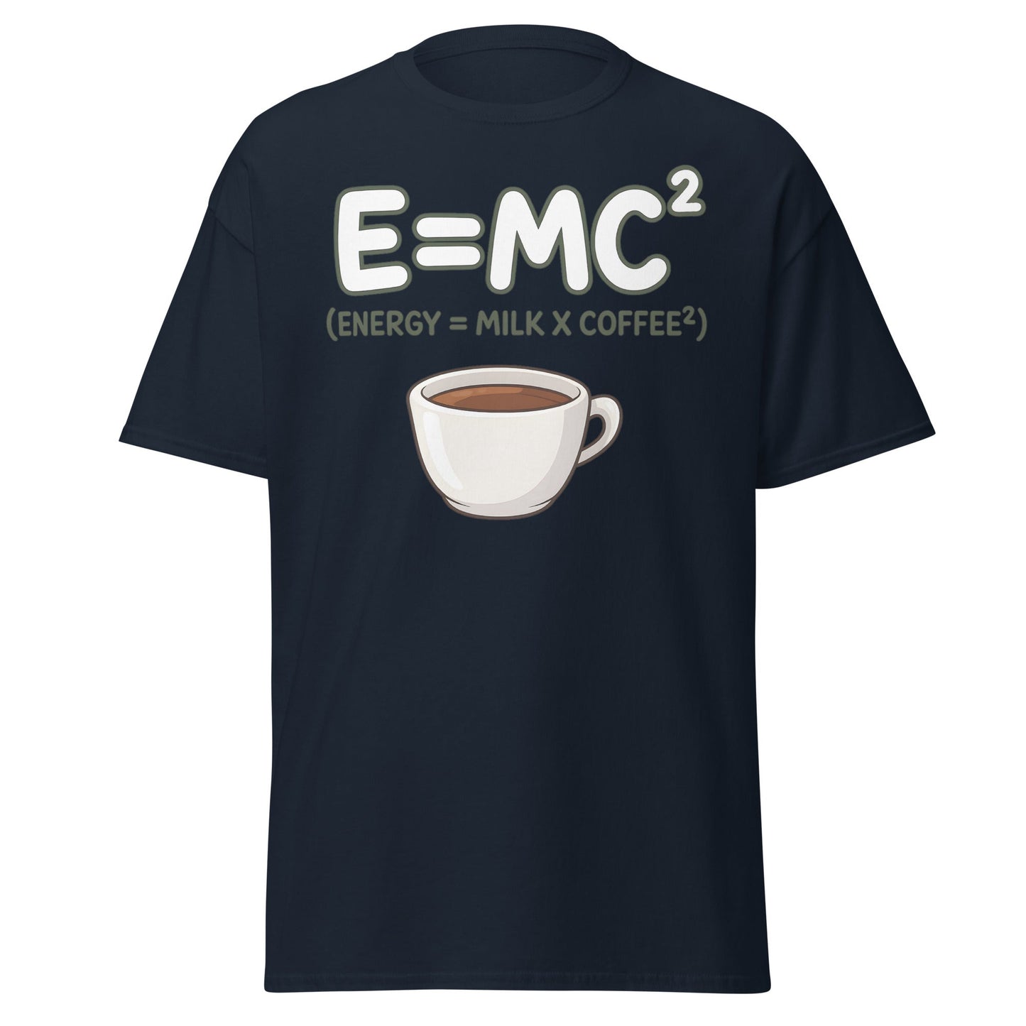 Coffee Energy Formula T-Shirt E=MC^2 Parody - Navy - T-Shirts Online