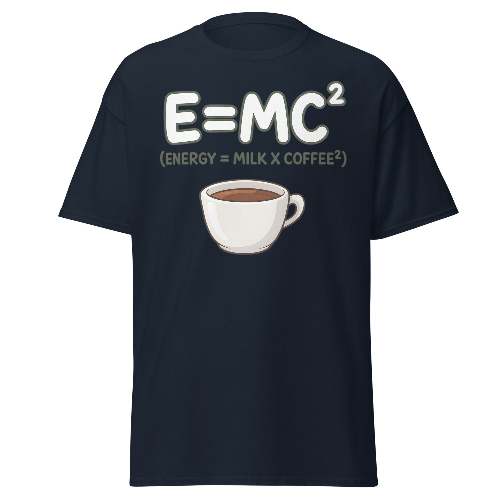 Coffee Energy Formula T-Shirt E=MC^2 Parody - Navy - T-Shirts Online