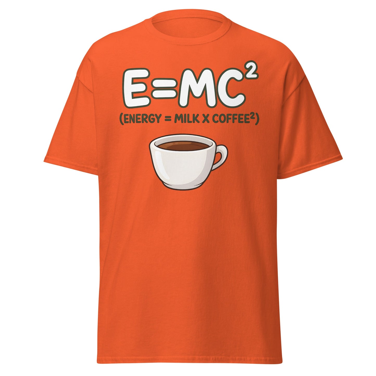 Coffee Energy Formula T-Shirt E=MC^2 Parody - Orange - T-Shirts Online