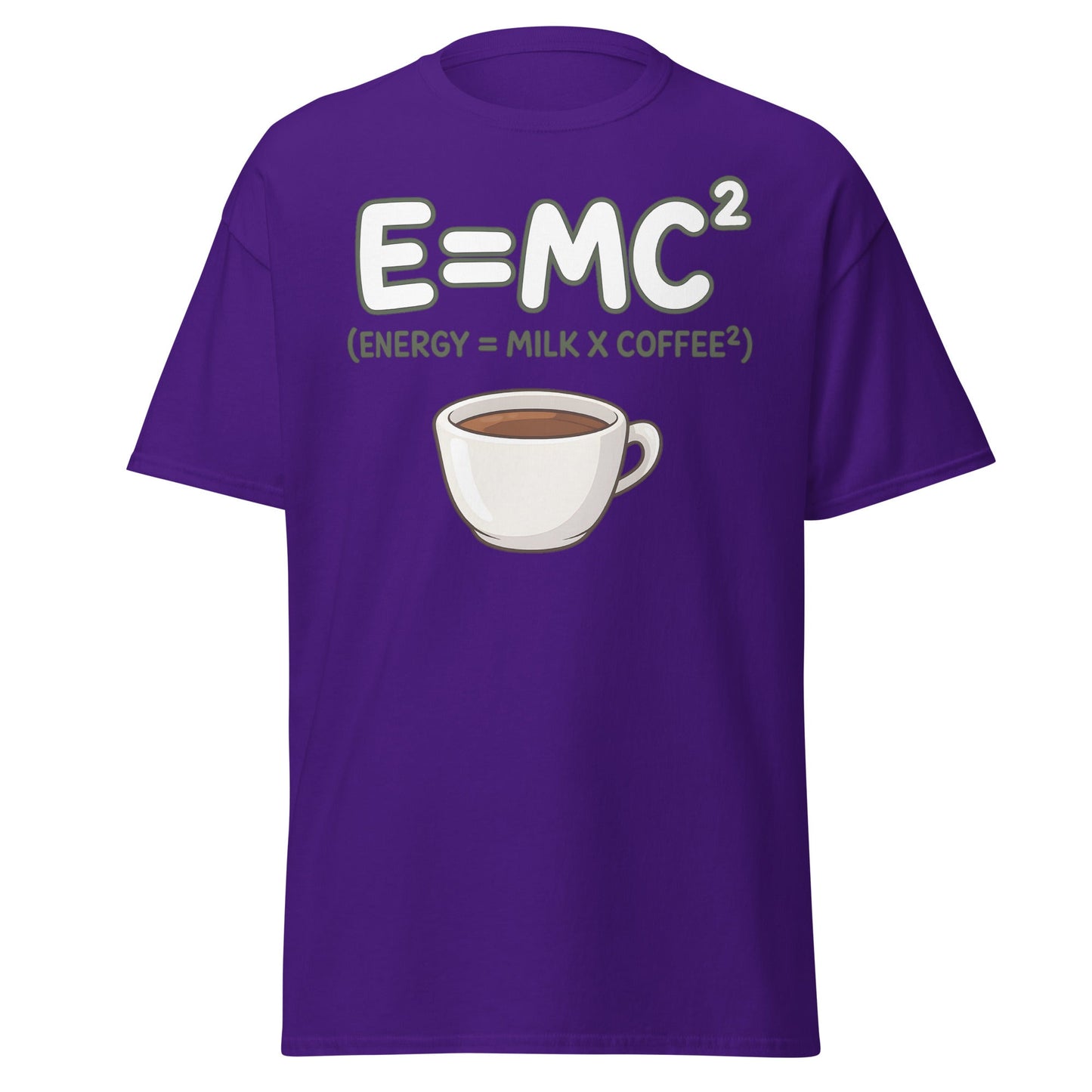 Coffee Energy Formula T-Shirt E=MC^2 Parody - Purple - T-Shirts Online