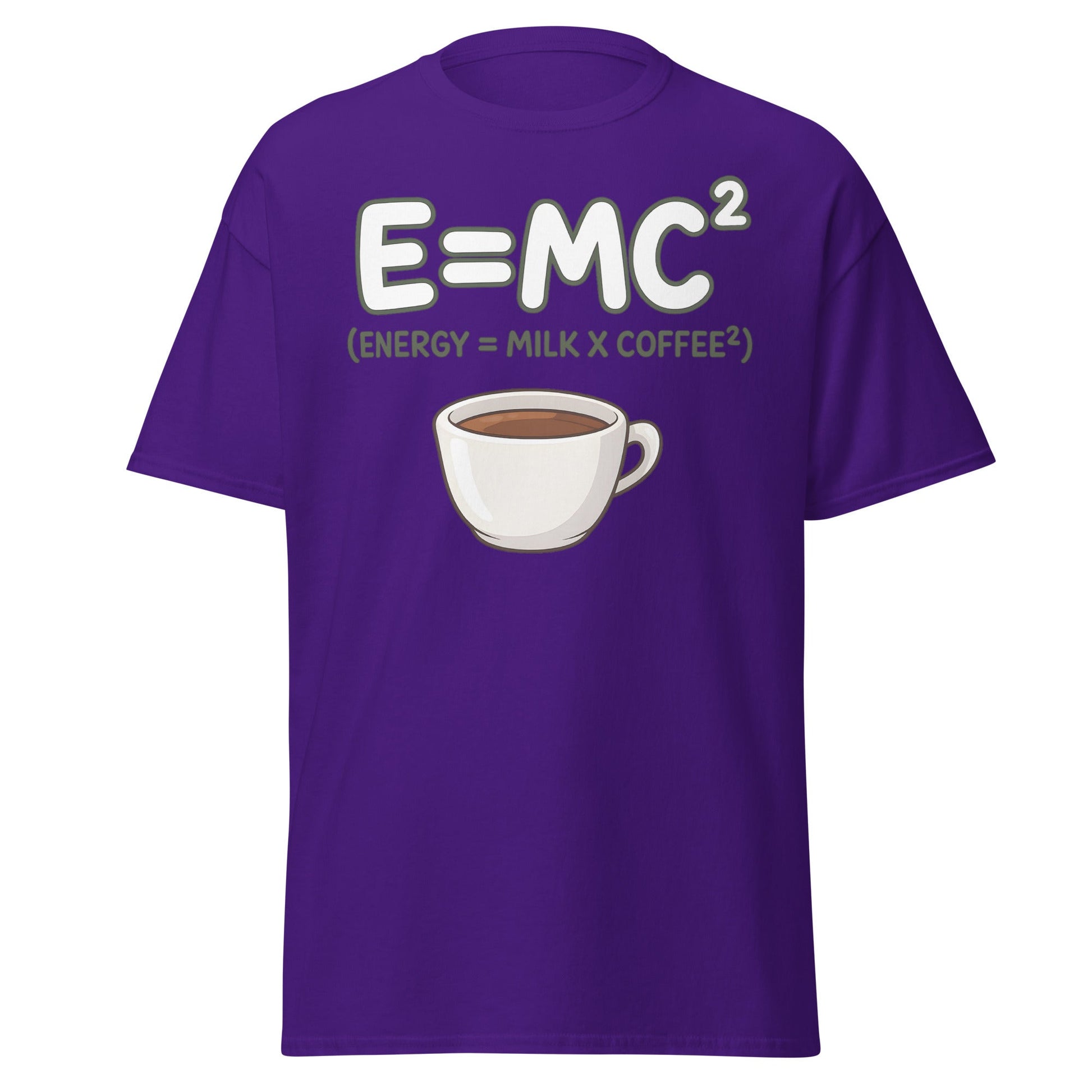 Coffee Energy Formula T-Shirt E=MC^2 Parody - Purple - T-Shirts Online