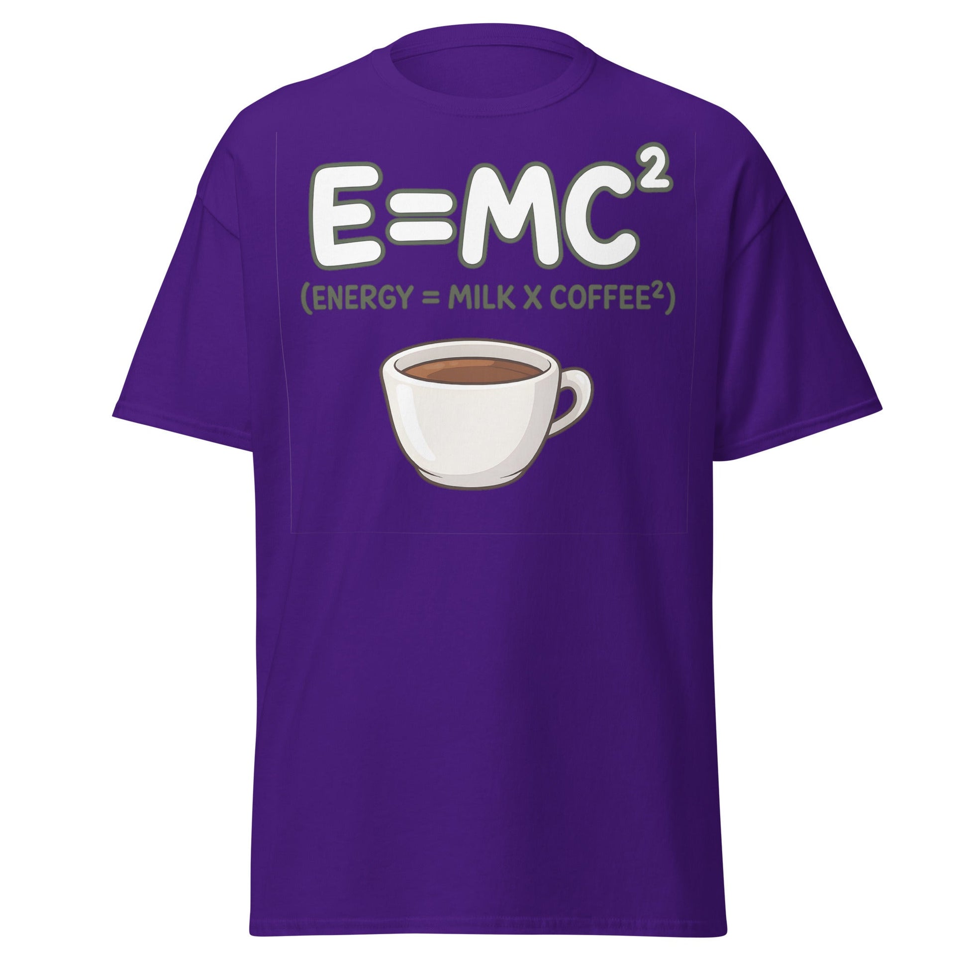 Coffee Energy Formula T-Shirt $E=MC^2$ Parody - Purple - T-Shirts Online