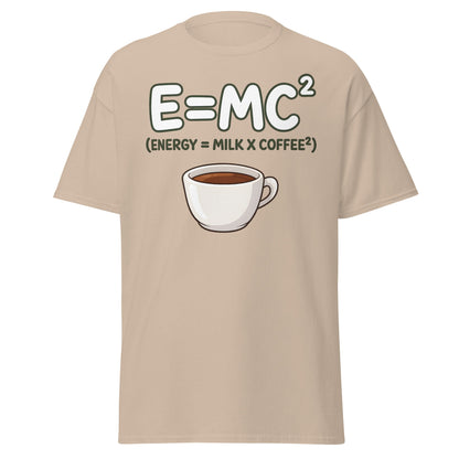 Coffee Energy Formula T-Shirt E=MC^2 Parody - Sand - T-Shirts Online