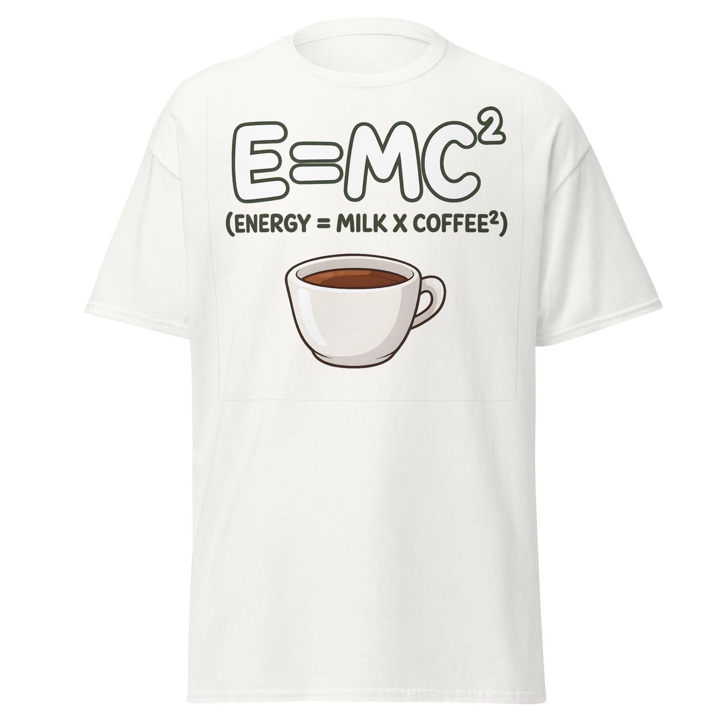 Coffee Energy Formula T-Shirt $E=MC^2$ Parody - White - T-Shirts Online