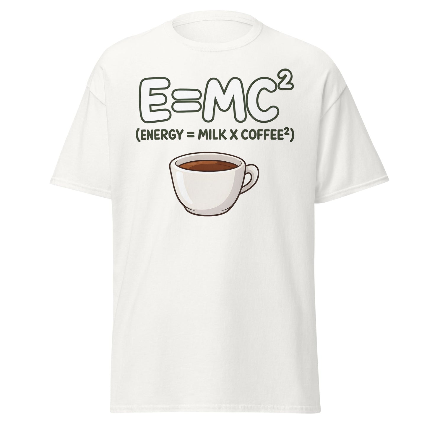 Coffee Energy Formula T-Shirt E=MC^2 Parody - White - T-Shirts Online