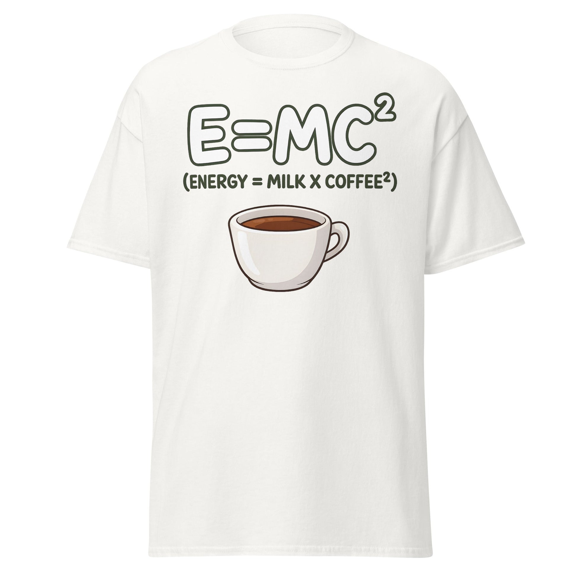 Coffee Energy Formula T-Shirt E=MC^2 Parody - White - T-Shirts Online