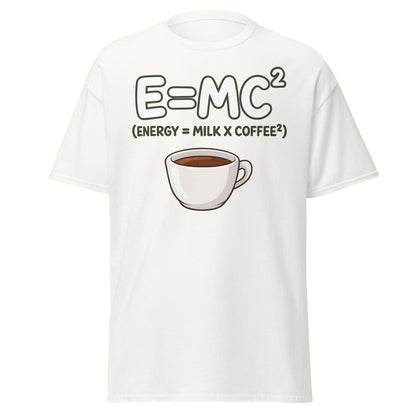 Coffee Energy Formula T-Shirt E=MC^2 Parody - White - T-Shirts Online