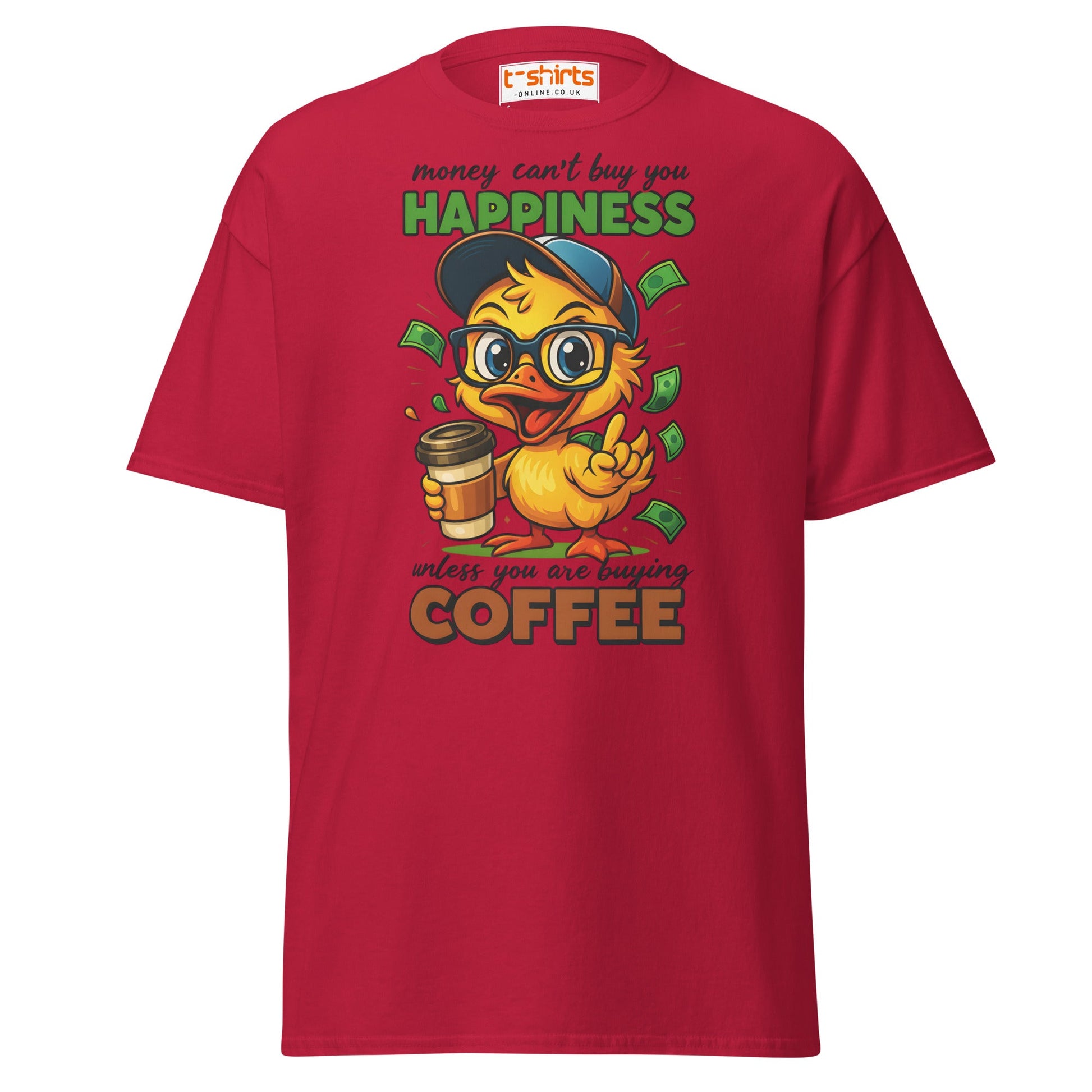 Coffee Happiness Duck T-Shirt | Funny Caffeine Tee - Cardinal - T-Shirts Online