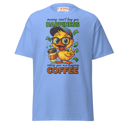 Coffee Happiness Duck T-Shirt | Funny Caffeine Tee - Carolina Blue - T-Shirts Online