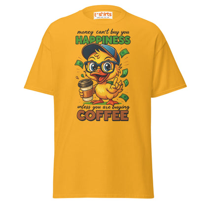 Coffee Happiness Duck T-Shirt | Funny Caffeine Tee - Gold - T-Shirts Online