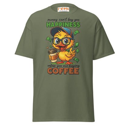 Coffee Happiness Duck T-Shirt | Funny Caffeine Tee - Military Green - T-Shirts Online
