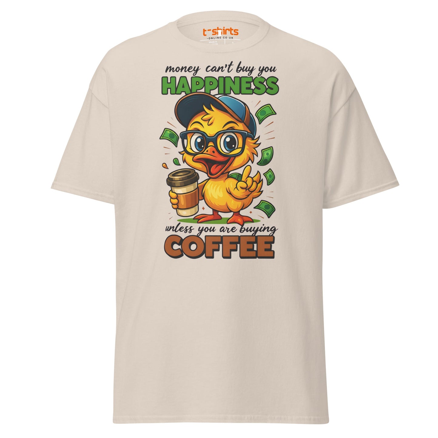 Coffee Happiness Duck T-Shirt | Funny Caffeine Tee - Natural - T-Shirts Online