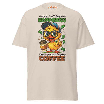 Coffee Happiness Duck T-Shirt | Funny Caffeine Tee - Natural - T-Shirts Online