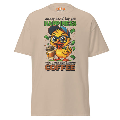 Coffee Happiness Duck T-Shirt | Funny Caffeine Tee - Sand - T-Shirts Online