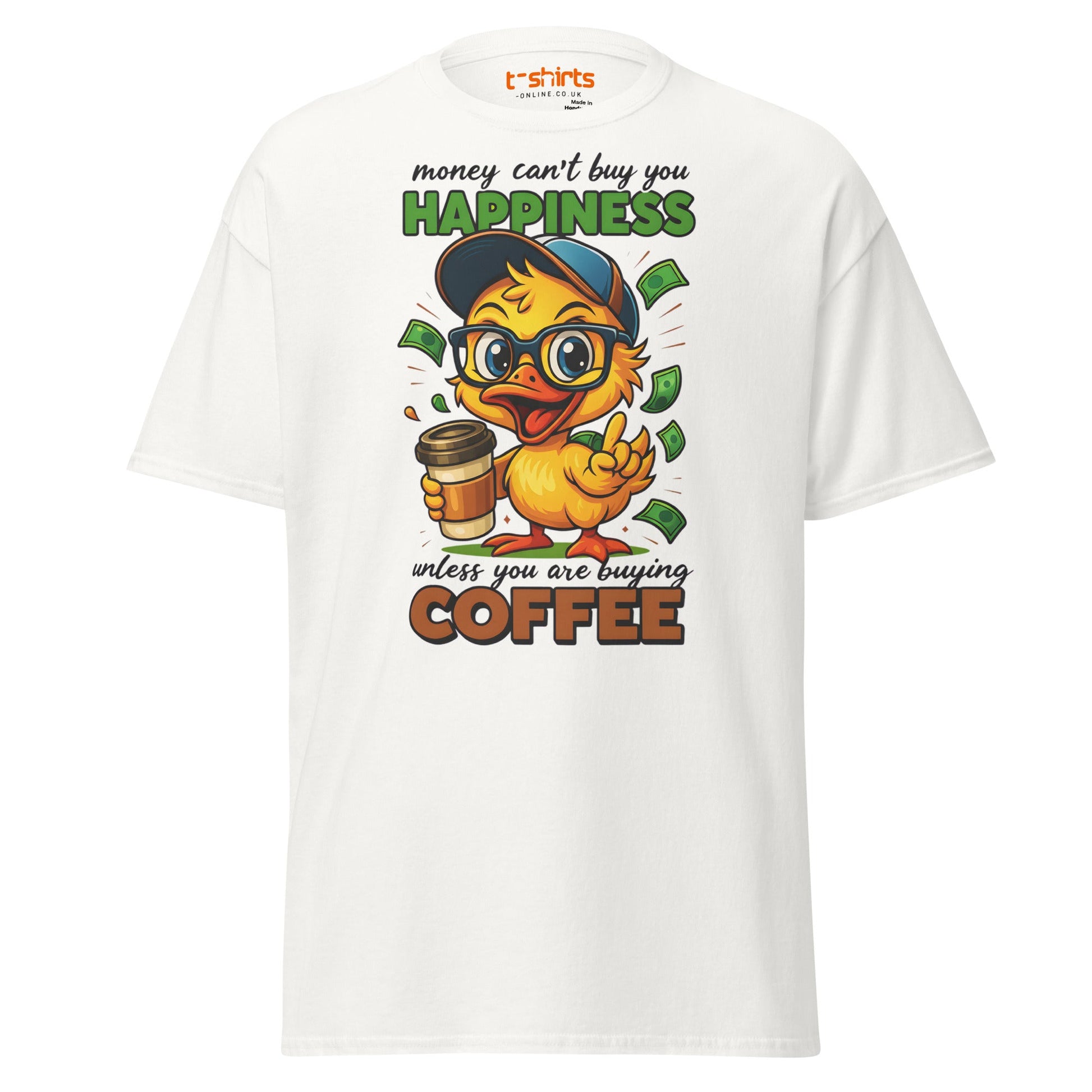 Coffee Happiness Duck T-Shirt | Funny Caffeine Tee - White - T-Shirts Online