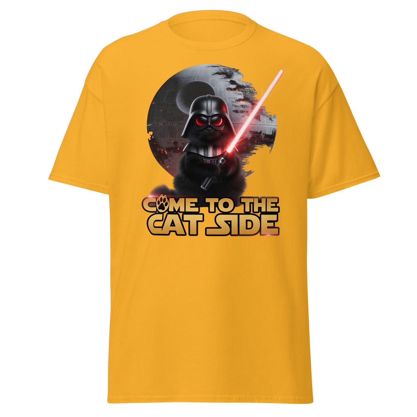 Come to the Cat Side Funny Cat Vader T-Shirt - Gold - T-Shirts Online