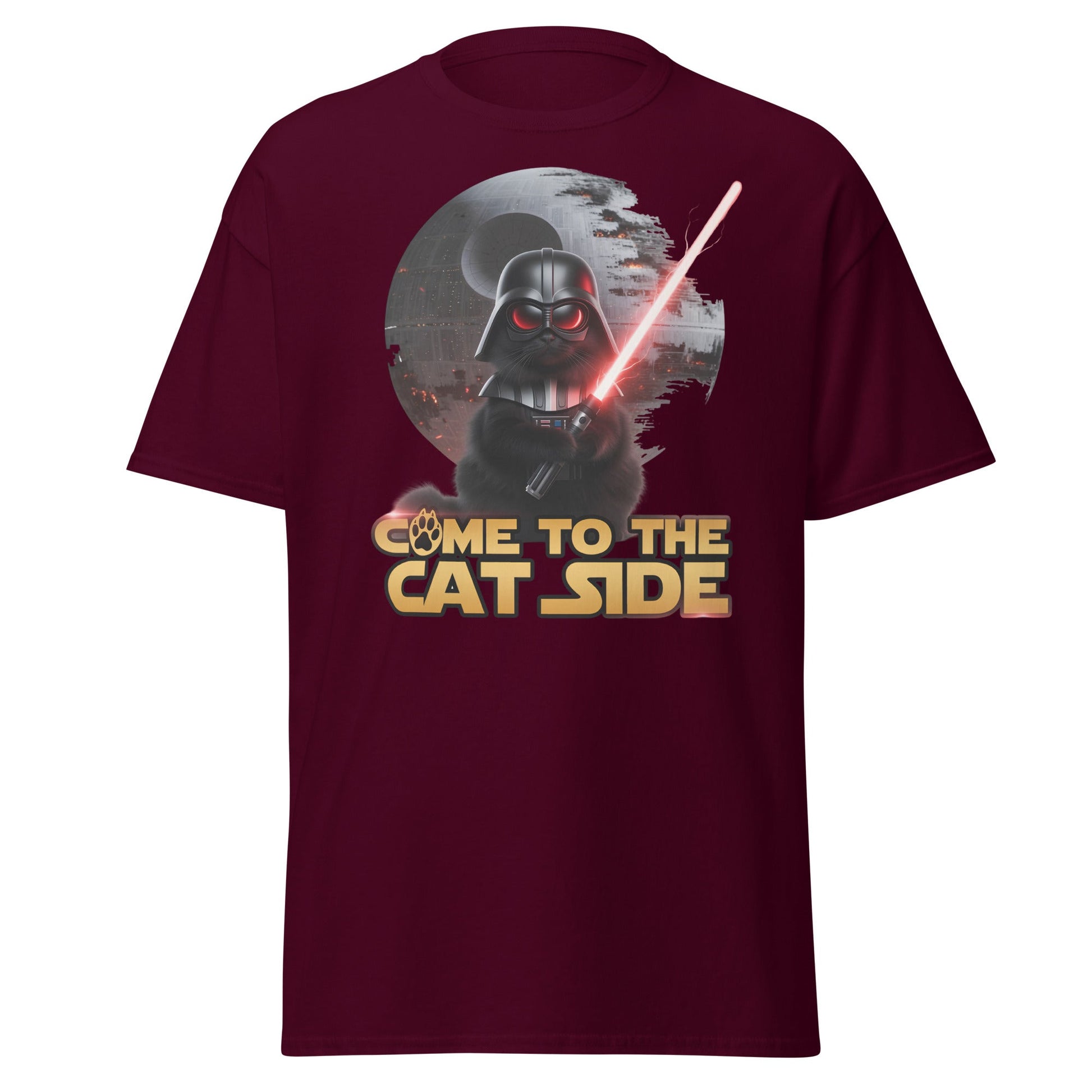 Come to the Cat Side Funny Cat Vader T-Shirt - Maroon - T-Shirts Online