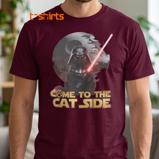 Come to the Cat Side Funny Cat Vader T-Shirt - Maroon - T-Shirts Online