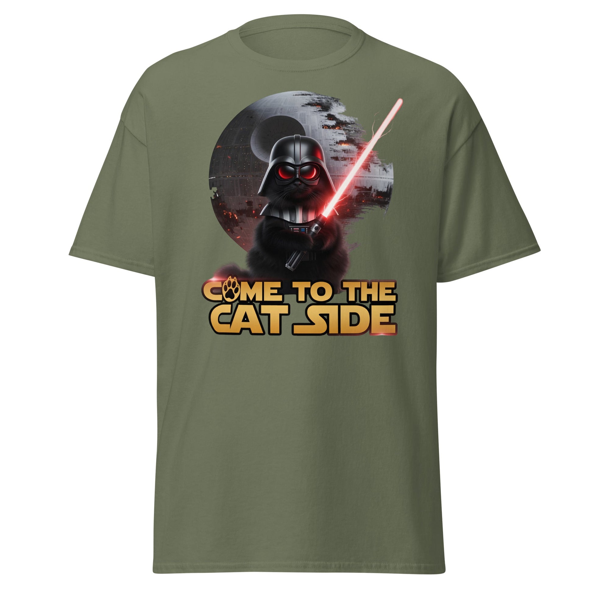 Come to the Cat Side Funny Cat Vader T-Shirt - Military Green - T-Shirts Online