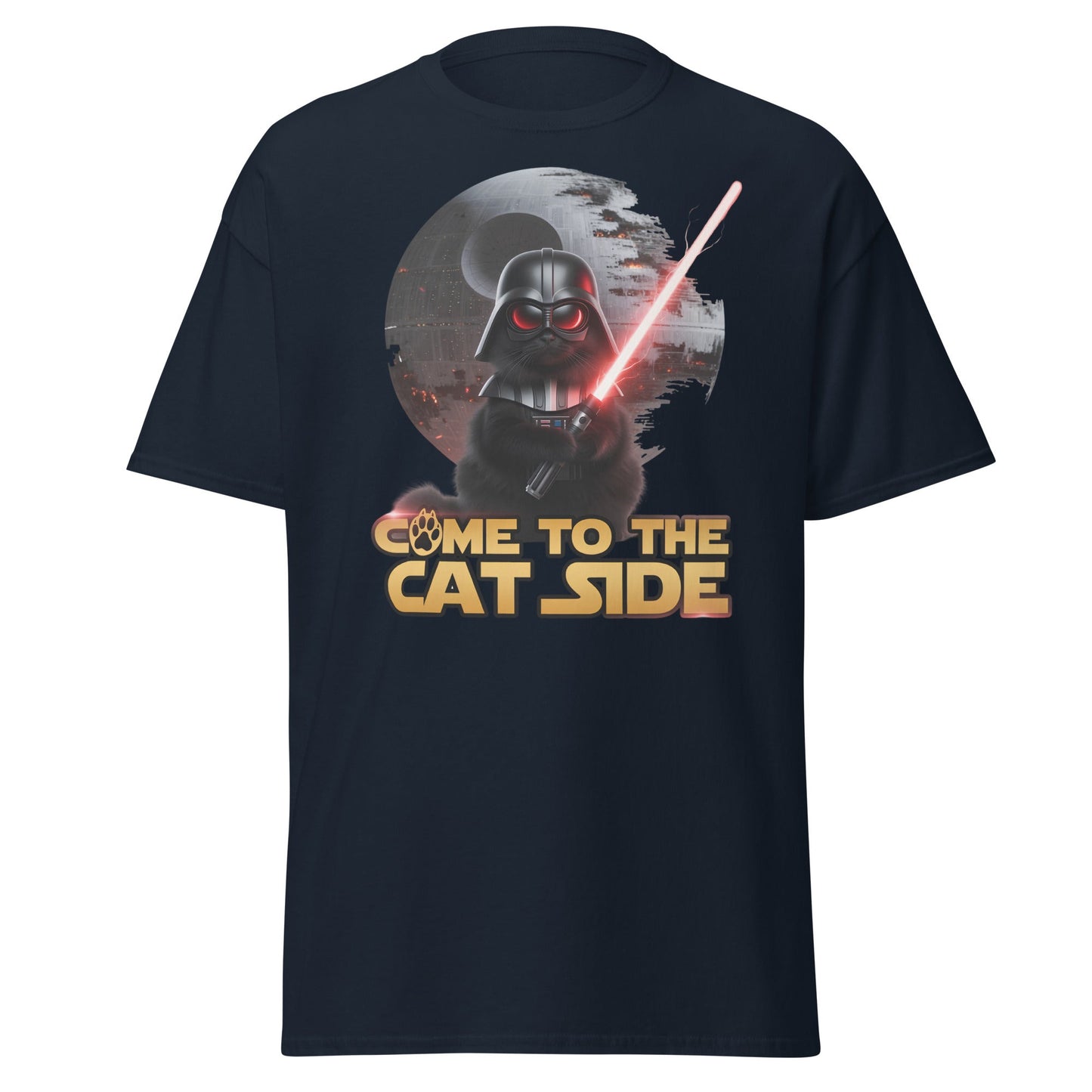 Come to the Cat Side Funny Cat Vader T-Shirt - Navy - T-Shirts Online