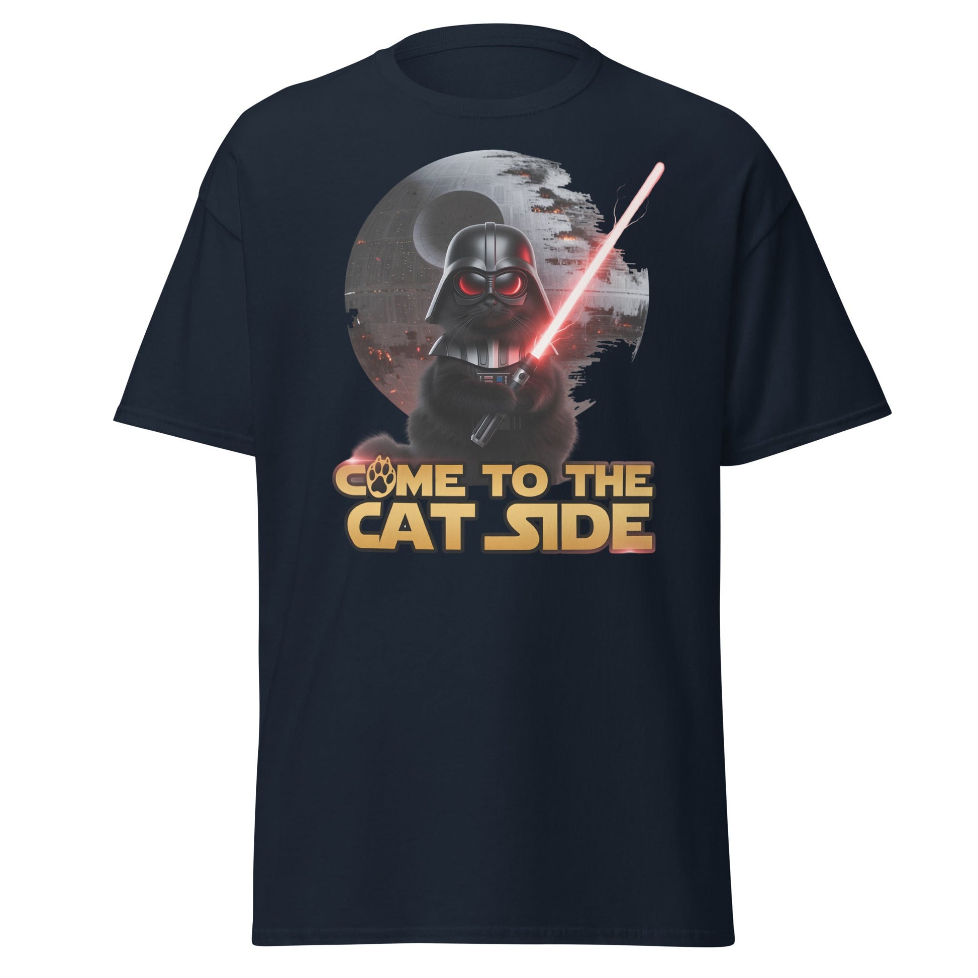Come to the Cat Side Funny Cat Vader T-Shirt - Navy - T-Shirts Online