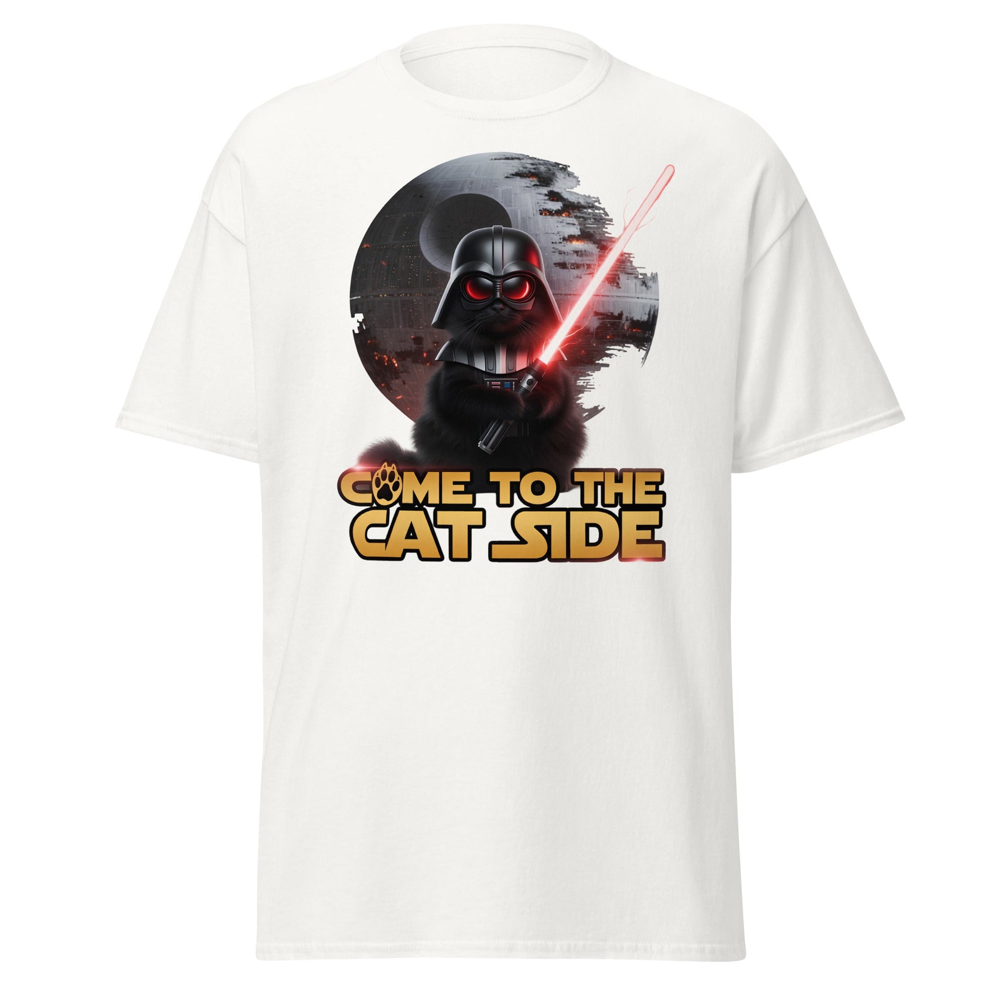 Come to the Cat Side Funny Cat Vader T-Shirt - White - T-Shirts Online