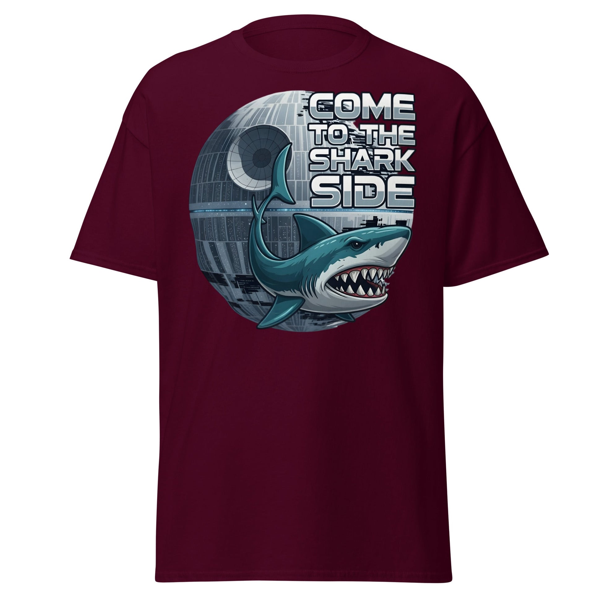 Come to the Shark Side T-Shirt - Funny Shark Star Wars Tee - Maroon - T-Shirts Online