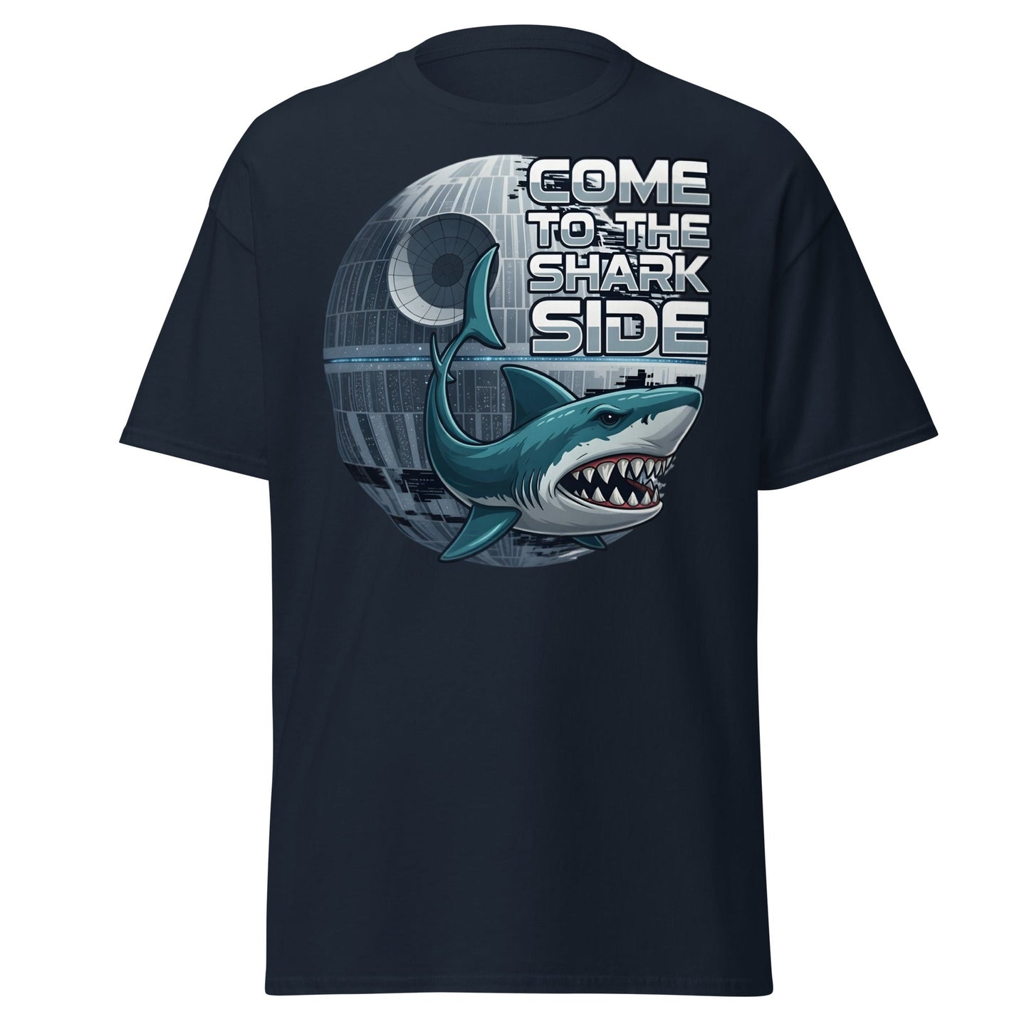 Come to the Shark Side T-Shirt - Funny Shark Star Wars Tee - Navy - T-Shirts Online