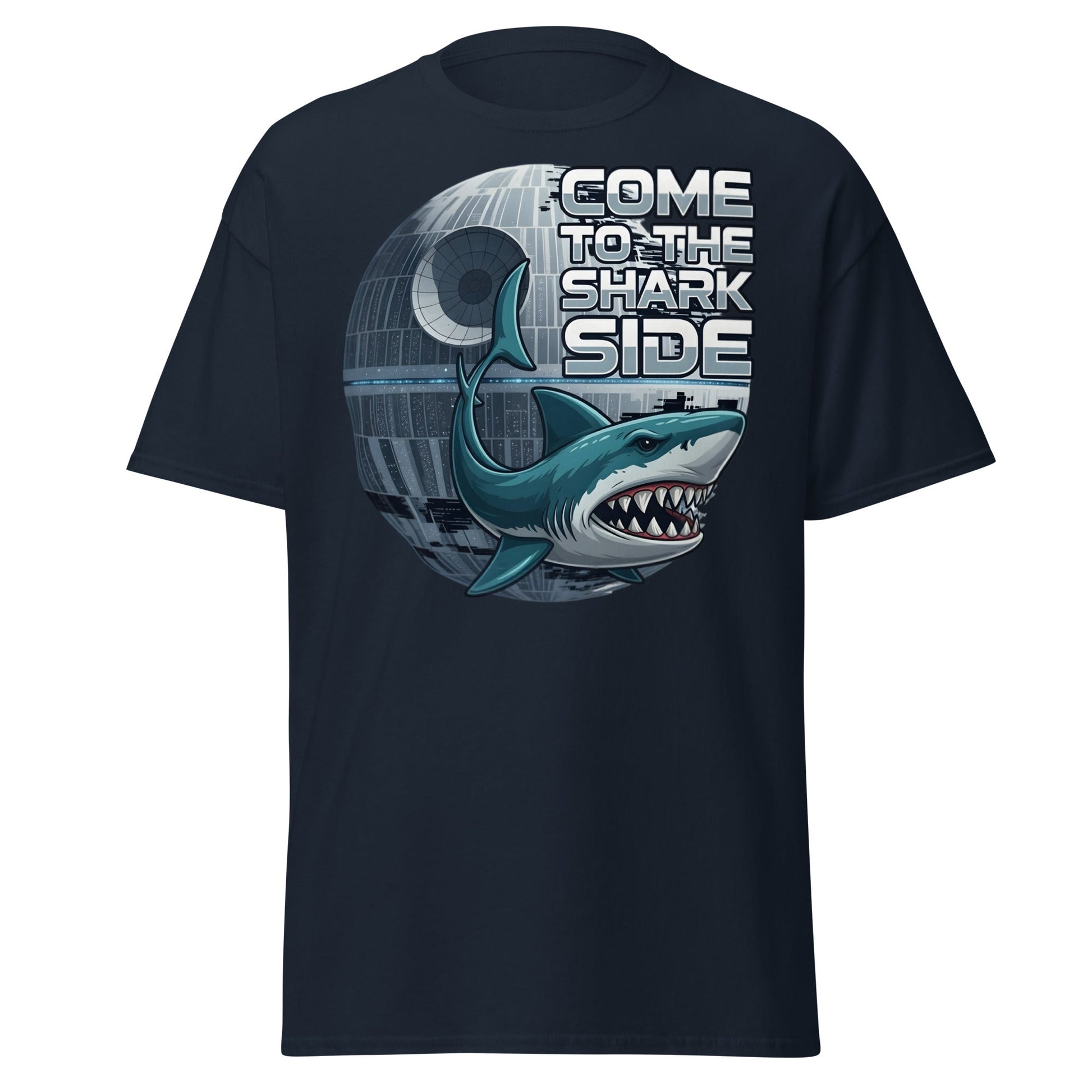 Come to the Shark Side T-Shirt - Funny Shark Star Wars Tee - Navy - T-Shirts Online