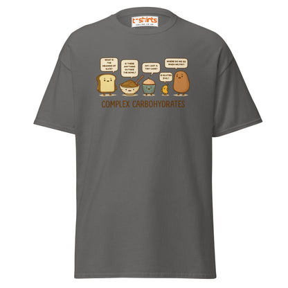 Complex Carbohydrates Funny Food Pun T-Shirt - Charcoal - T-Shirts Online