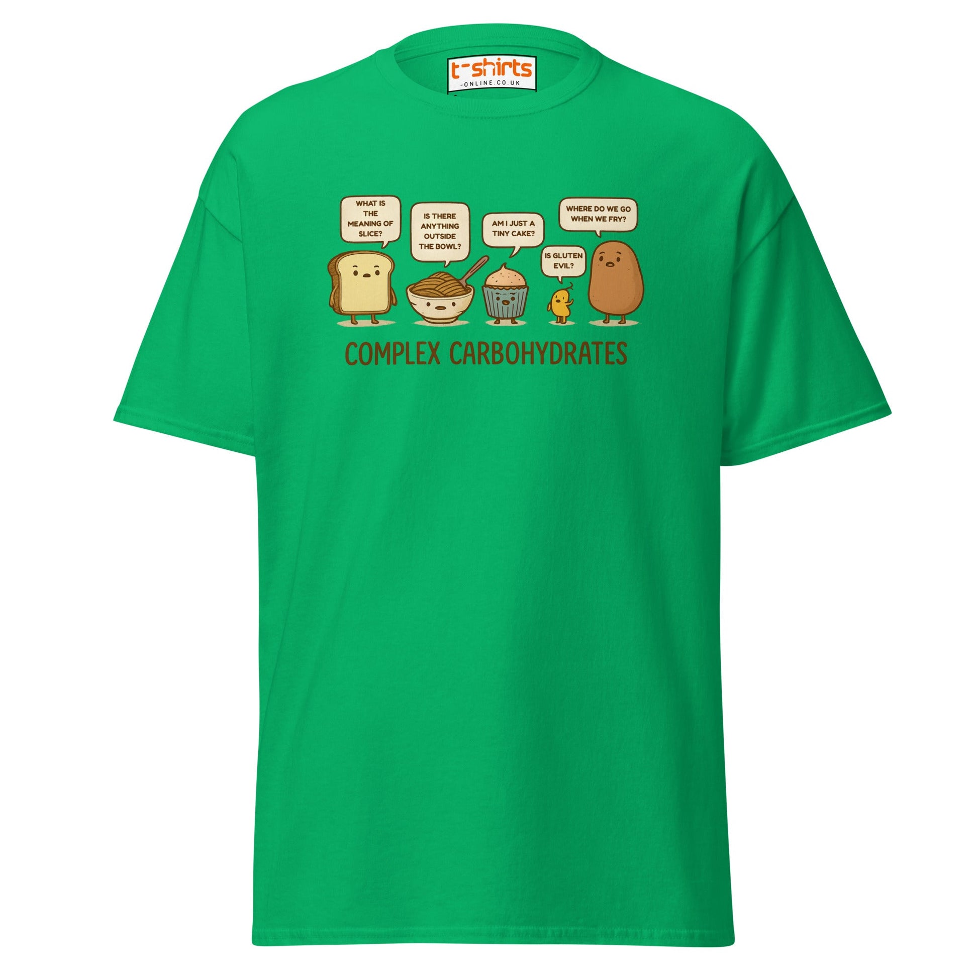 Complex Carbohydrates Funny Food Pun T-Shirt - Irish Green - T-Shirts Online