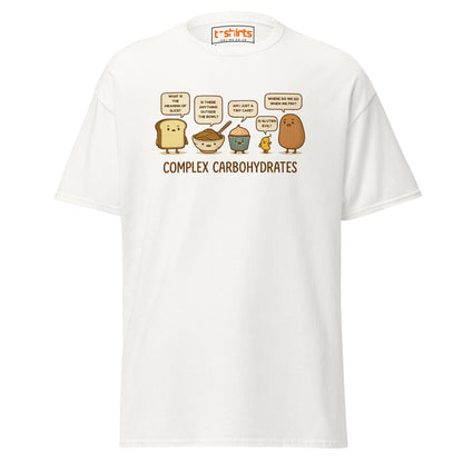 Complex Carbohydrates Funny Food Pun T-Shirt - White - T-Shirts Online