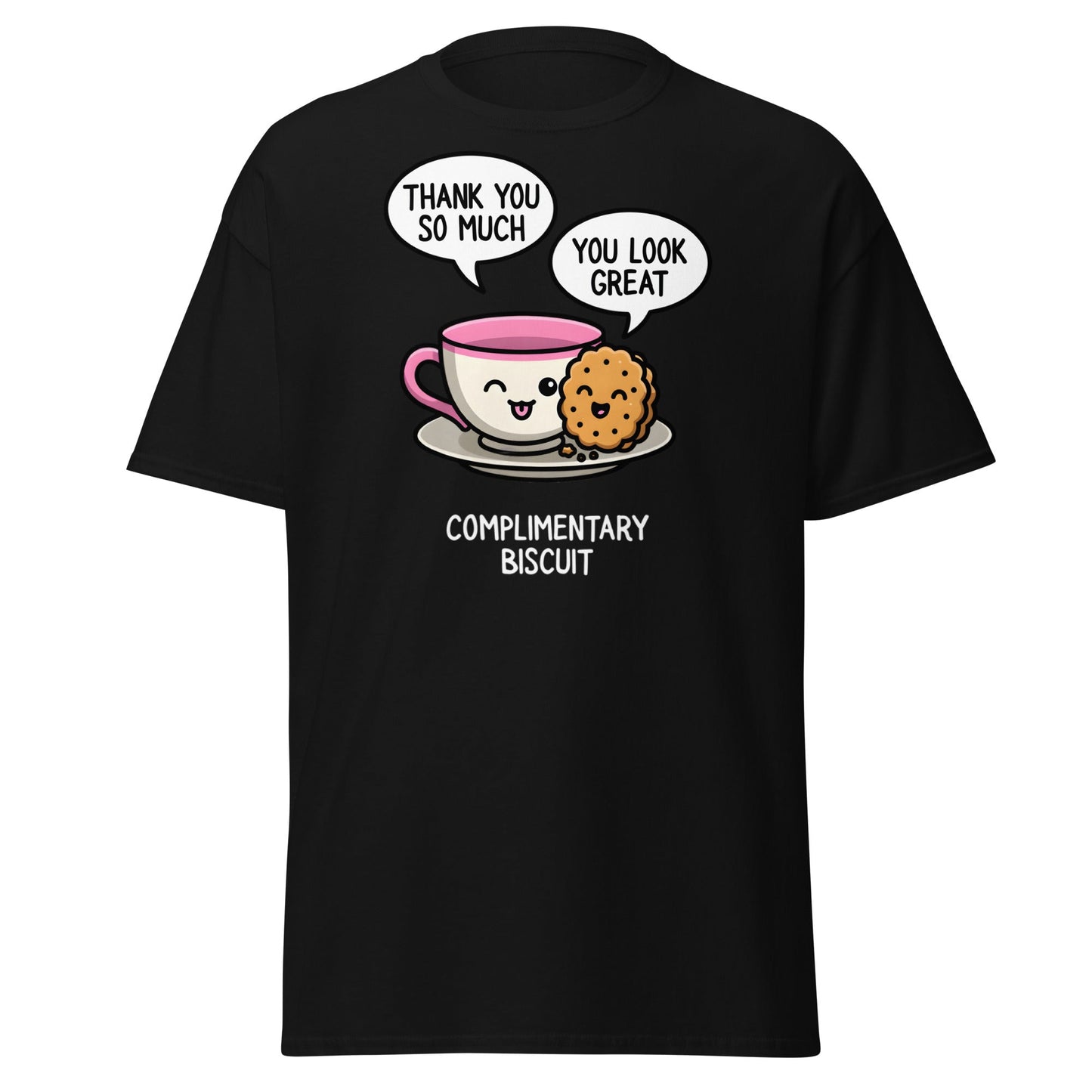 Complimentary Biscuit Funny Pun T-Shirt | Cute Tea & Cookie - Black - T-Shirts Online