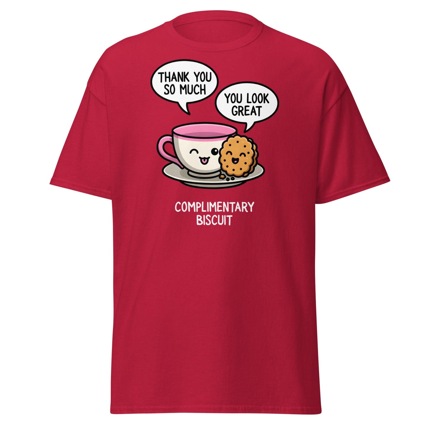 Complimentary Biscuit Funny Pun T-Shirt | Cute Tea & Cookie - Cardinal - T-Shirts Online