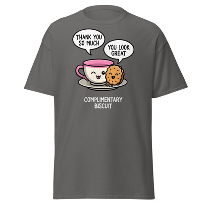 Complimentary Biscuit Funny Pun T-Shirt | Cute Tea & Cookie - Charcoal - T-Shirts Online