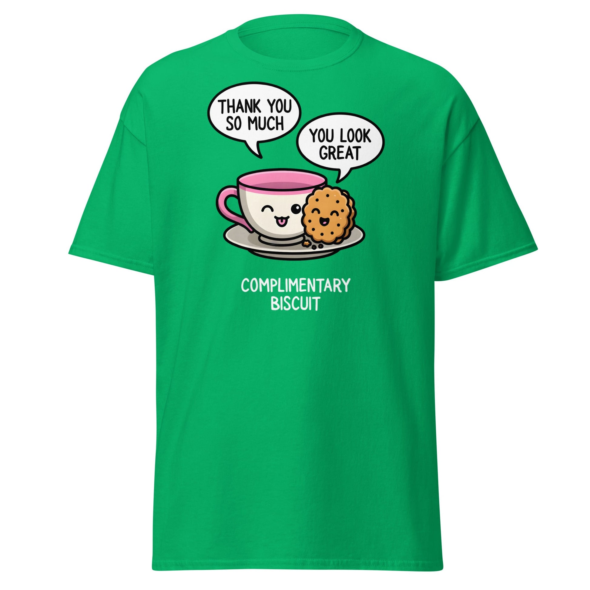 Complimentary Biscuit Funny Pun T-Shirt | Cute Tea & Cookie - Irish Green - T-Shirts Online