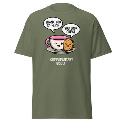 Complimentary Biscuit Funny Pun T-Shirt | Cute Tea & Cookie - Military Green - T-Shirts Online