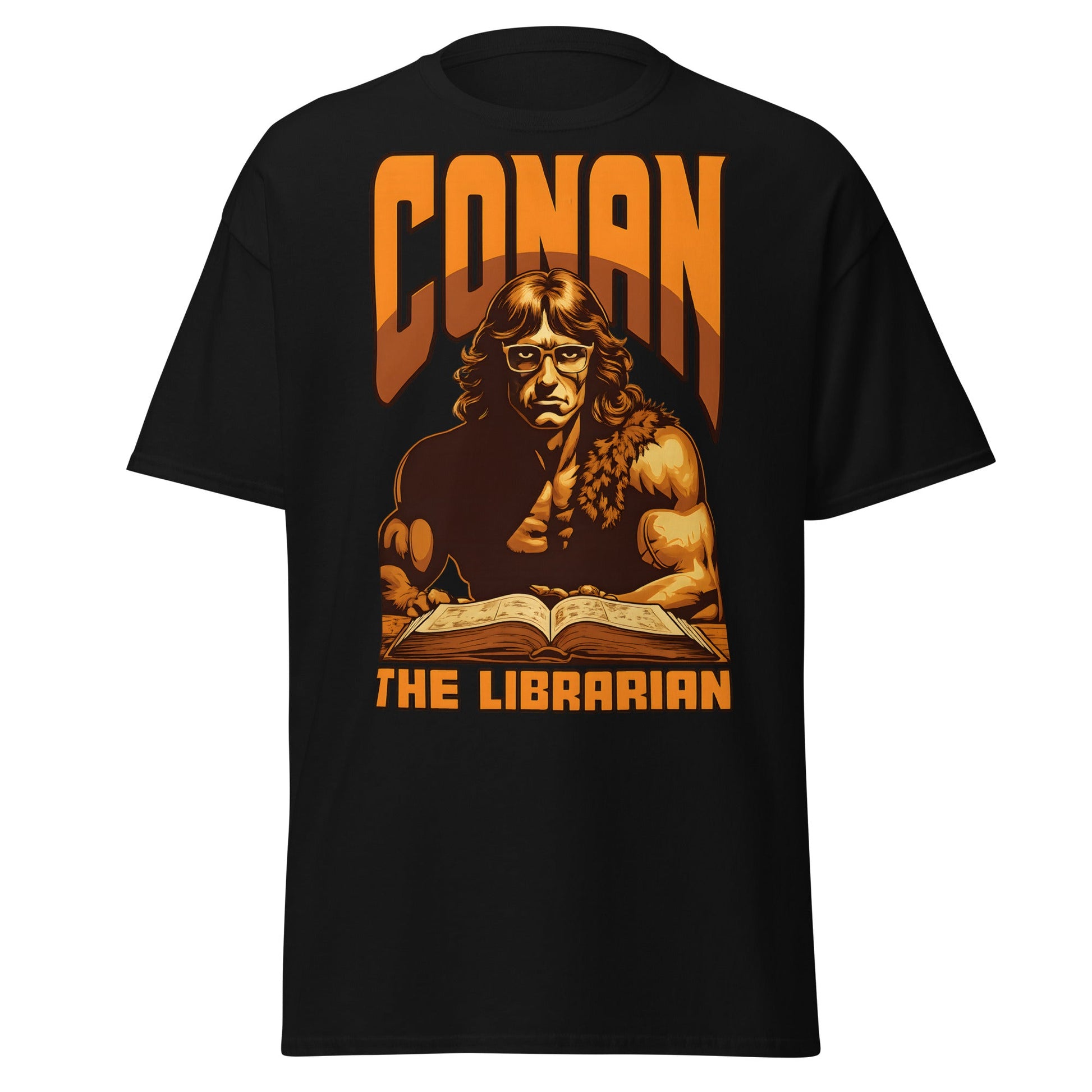 Conan the Librarian T-Shirt | Funny Barbarian Parody Tee - Black - T-Shirts Online