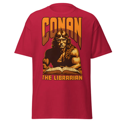 Conan the Librarian T-Shirt | Funny Barbarian Parody Tee - Cardinal - T-Shirts Online