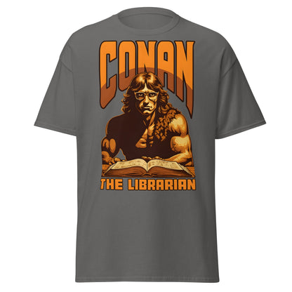 Conan the Librarian T-Shirt | Funny Barbarian Parody Tee - Charcoal - T-Shirts Online
