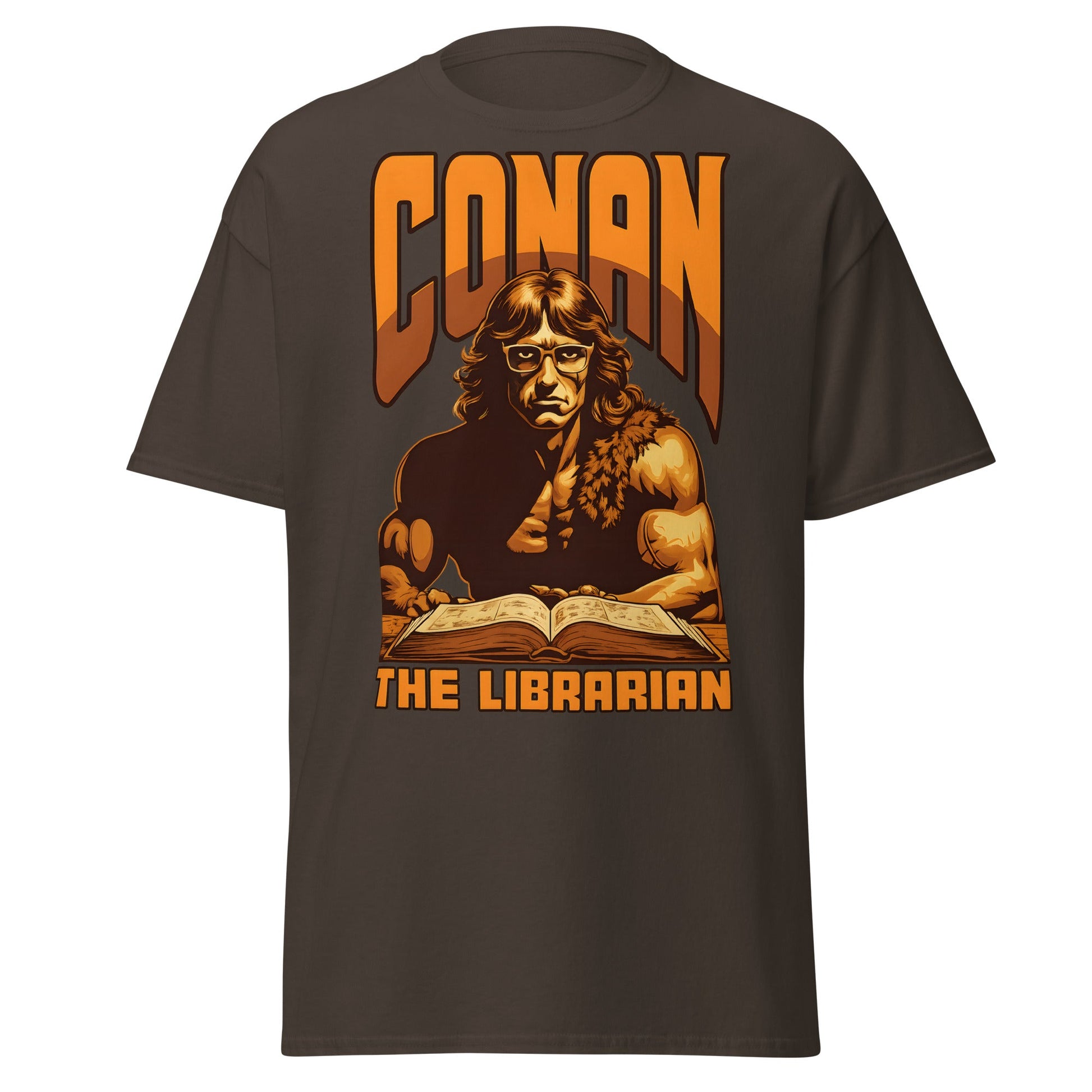 Conan the Librarian T-Shirt | Funny Barbarian Parody Tee - Dark Chocolate - T-Shirts Online