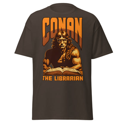 Conan the Librarian T-Shirt | Funny Barbarian Parody Tee - Dark Chocolate - T-Shirts Online